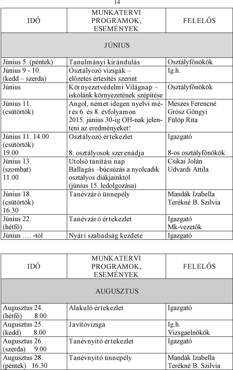 osztályosok szerenádja Utolsó tanítási nap Ballagás búcsúzás a nyolcadik osztályos diákjainktól (június 15.