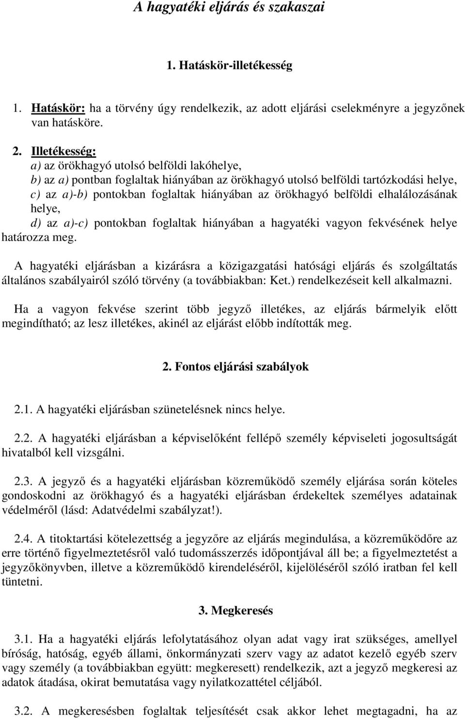 A hagyatéki eljárás és szakaszai - PDF Ingyenes letöltés