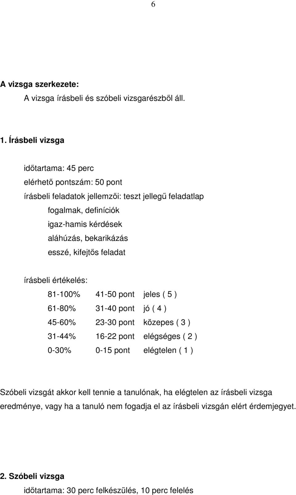 bekarikázás esszé, kifejtős feladat írásbeli értékelés: 81-100% 41-50 pont jeles ( 5 ) 61-80% 31-40 pont jó ( 4 ) 45-60% 23-30 pont közepes ( 3 ) 31-44% 16-22 pont