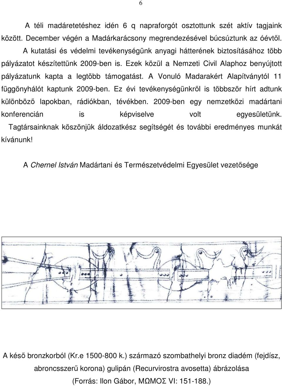 A Vonuló Madarakért Alapítványtól 11 függönyhálót kaptunk 2009-ben. Ez évi tevékenységünkről is többször hírt adtunk különböző lapokban, rádiókban, tévékben.