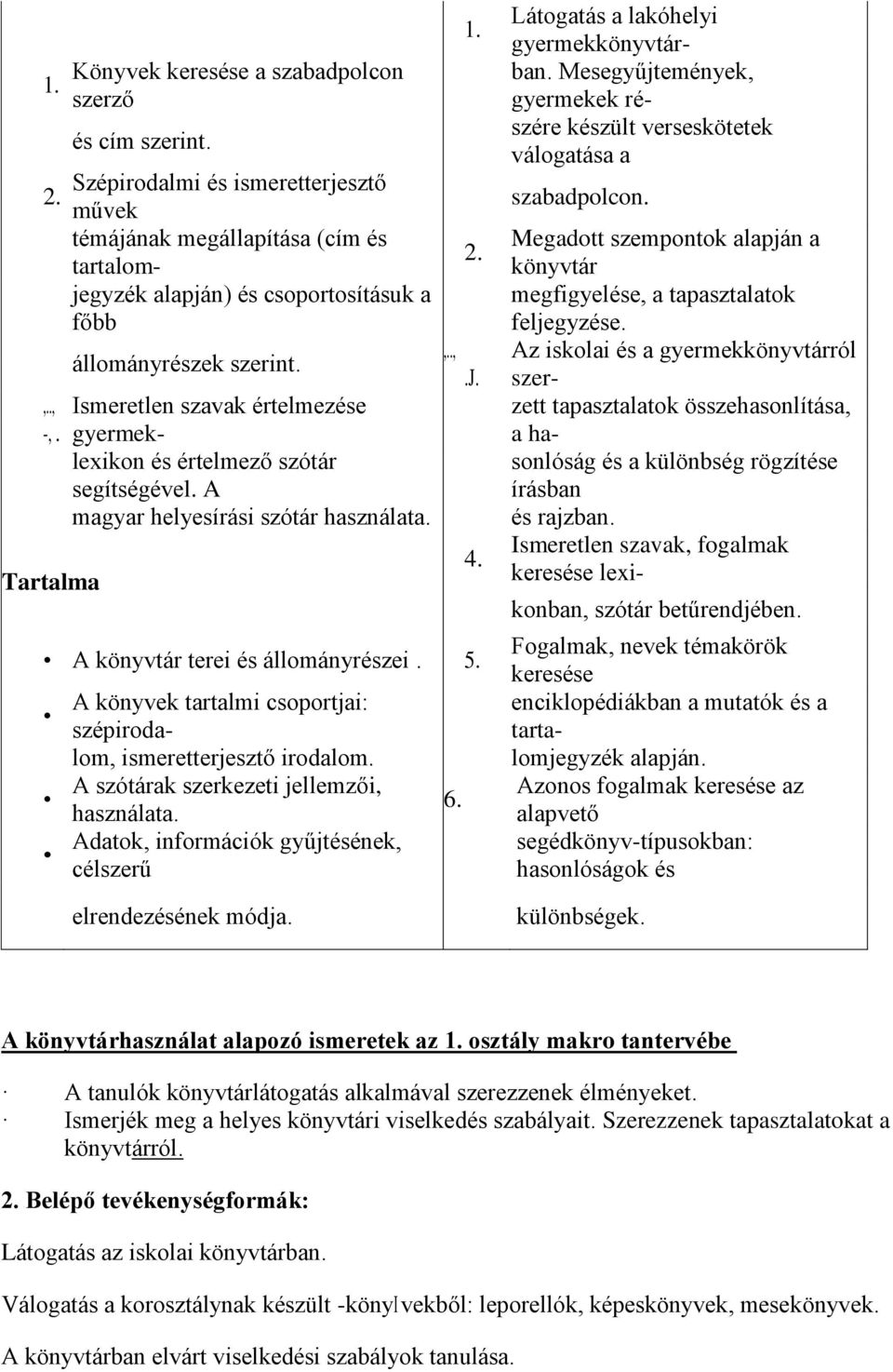 A magyar helyesírási szótár használata. Tartalma A könyvtár terei és állományrészei. 5. A könyvek tartalmi csoportjai: szépirodalom, ismeretterjesztő irodalom.