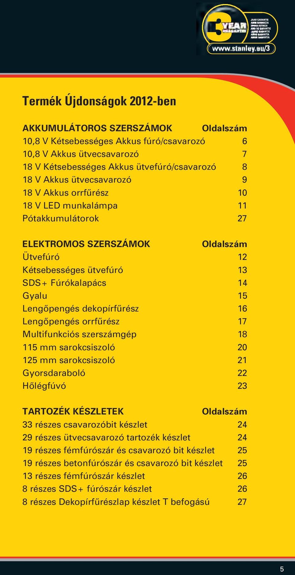 dekopírfûrész 16 Lengôpengés orrfûrész 17 Multifunkciós szerszámgép 18 115 mm sarokcsiszoló 20 125 mm sarokcsiszoló 21 Gyorsdaraboló 22 Hôlégfúvó 23 TARTOZÉK KÉSZLETEK Oldalszám 33 részes