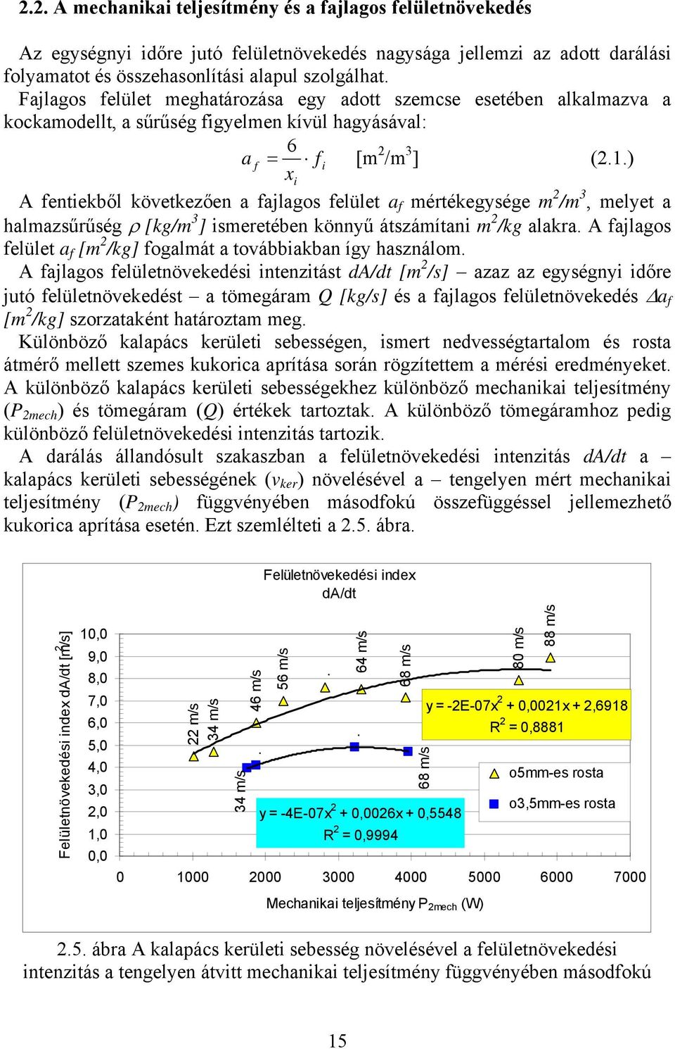 ) xi A fentiekből következően a fajlagos felület a f mértékegysége m 2 /m 3, melyet a halmazsűrűség [kg/m 3 ] ismeretében könnyű átszámítani m 2 /kg alakra.