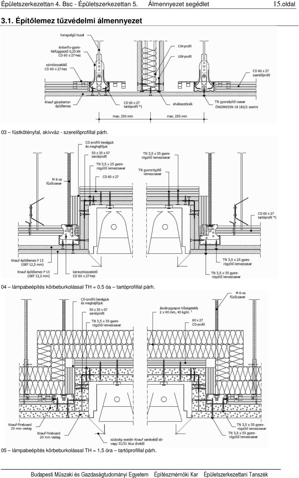 Építılemez tőzvédelmi álmennyezet 03 füstkötényfal, skívváz -