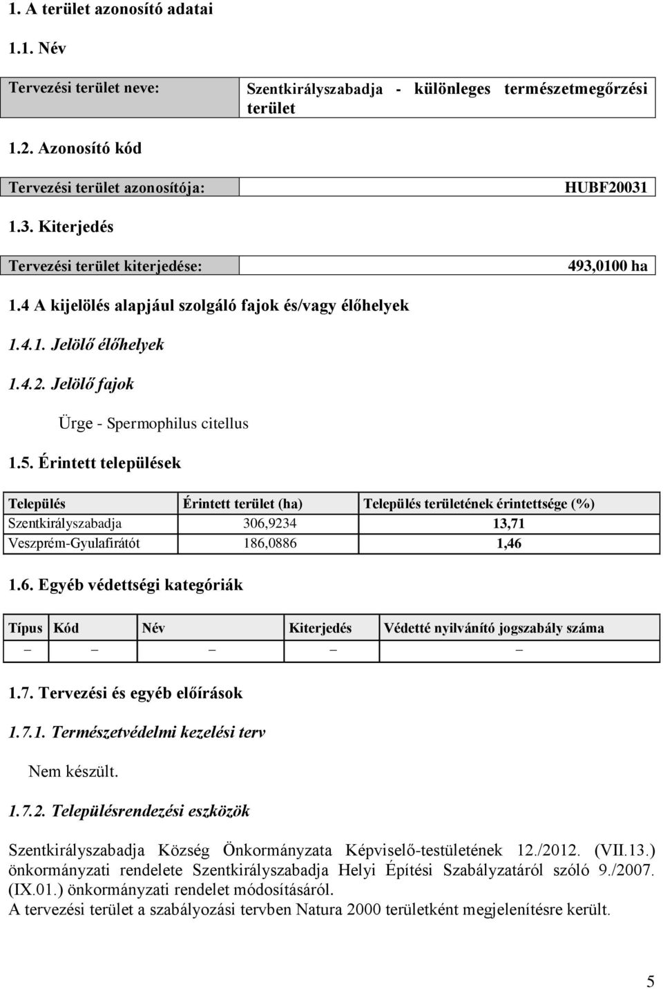 Érintett települések Település Érintett terület (ha) Település területének érintettsége (%) Szentkirályszabadja 306,