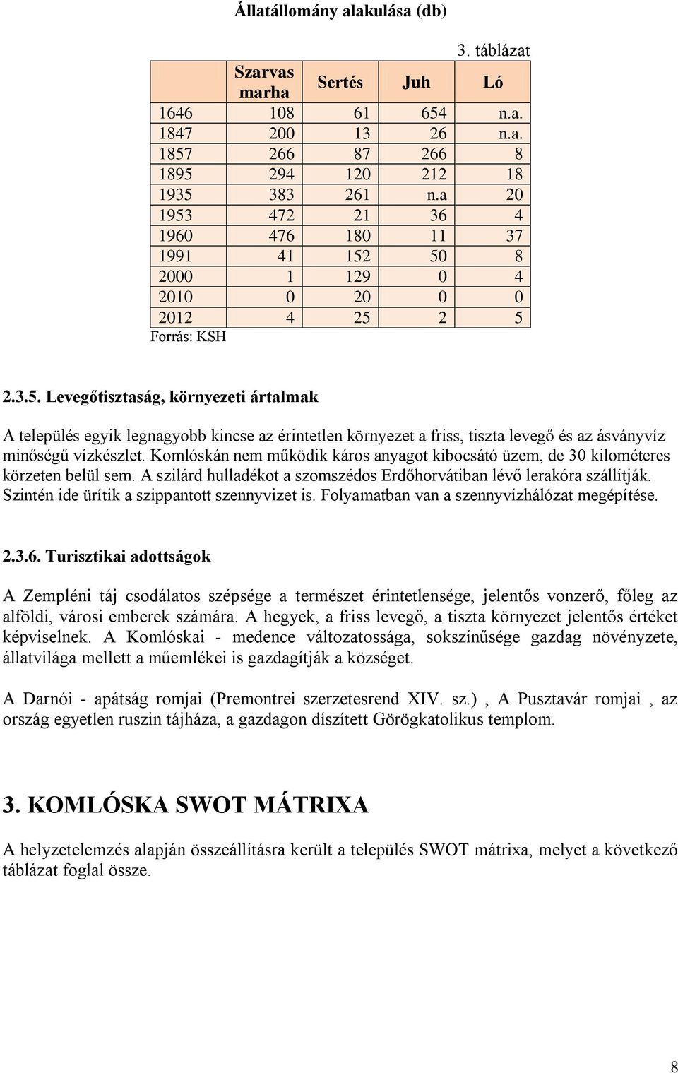 Komlóskán nem működik káros anyagot kibocsátó üzem, de 30 kilométeres körzeten belül sem. A szilárd hulladékot a szomszédos Erdőhorvátiban lévő lerakóra szállítják.
