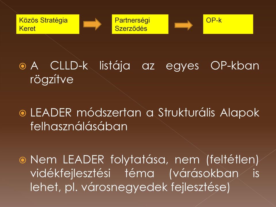 felhasználásában Nem LEADER folytatása, nem (feltétlen)