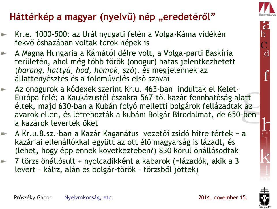 edetéről Kr.e. 1000-500: az Urál nyugati felén a Volga-Káma vidékén fekvő őshazában voltak török népek is A Magna Hungaria a Kámától délre volt, a Volga-parti Baskíria területén, ahol még több török