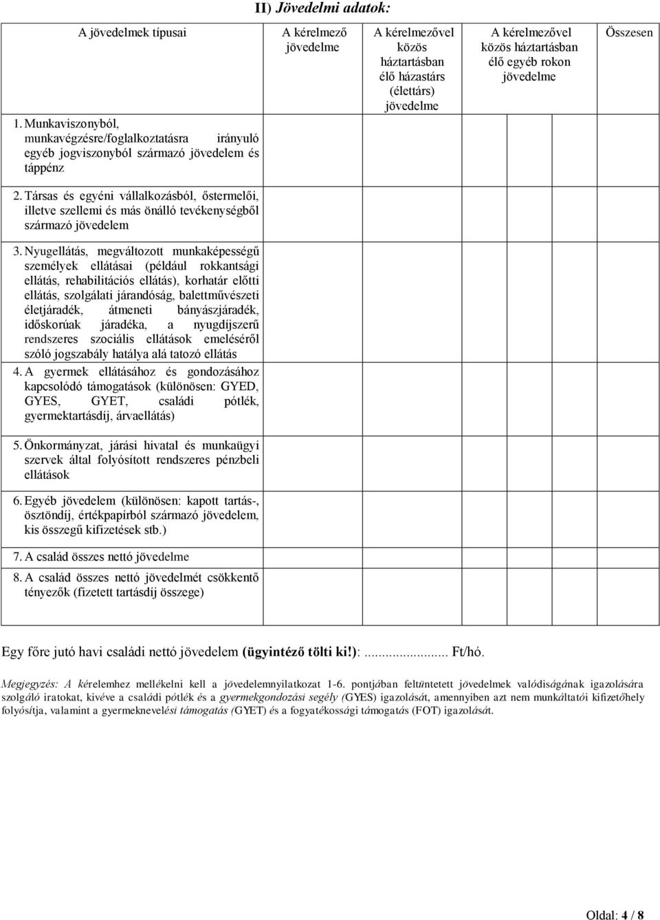 Nyugellátás, megváltozott munkaképességű személyek ellátásai (például rokkantsági ellátás, rehabilitációs ellátás), korhatár előtti ellátás, szolgálati járandóság, balettművészeti életjáradék,