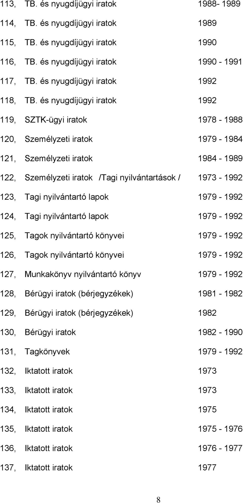 nyilvántartó lapok 1979-1992 124, Tagi nyilvántartó lapok 1979-1992 125, Tagok nyilvántartó könyvei 1979-1992 126, Tagok nyilvántartó könyvei 1979-1992 127, Munkakönyv nyilvántartó könyv 1979-1992