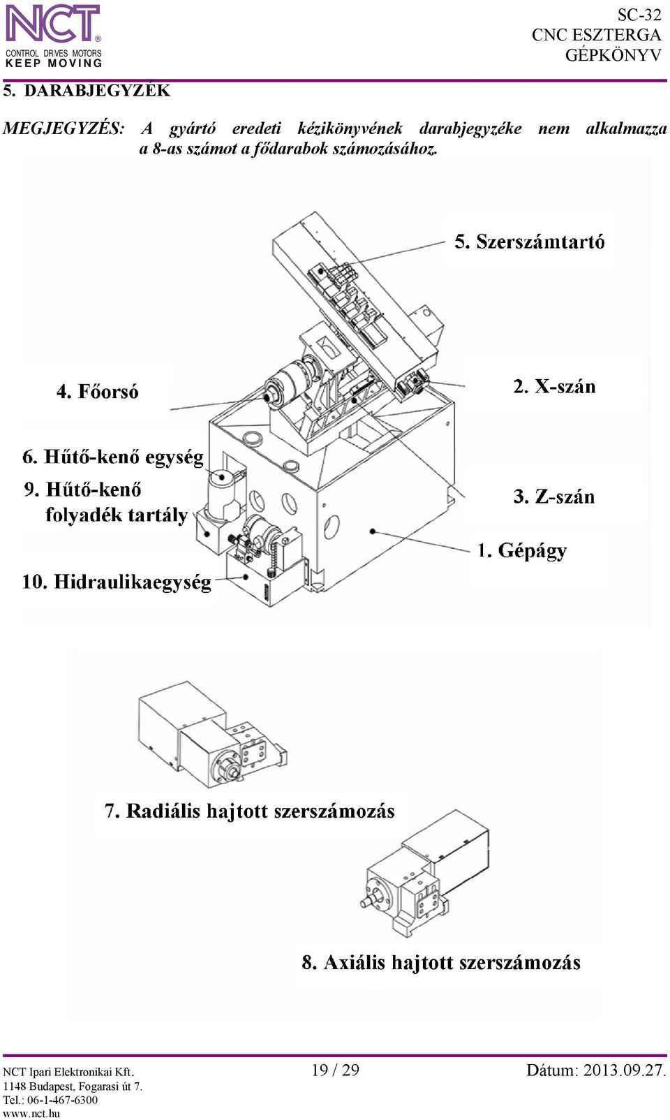 8-as számot a fődarabok számozásához.