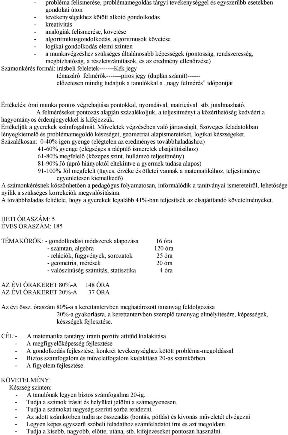 HELYI TANTERV MATEMATIKA 1-2. OSZTÁLY - PDF Ingyenes letöltés