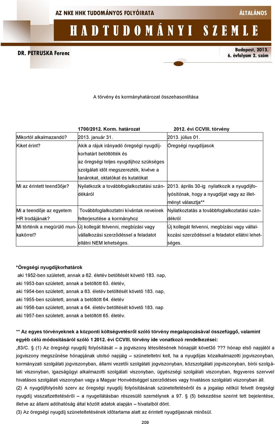 az érintett teend3ője? Nyilatkozik a továbbfoglalkoztatási szándékáról 2013.