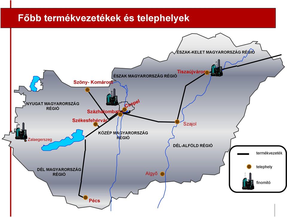 RÉGIÓ Százhalombatta Székesfehérvár Szajol Zalaegerszeg KÖZÉP MAGYARORSZÁG