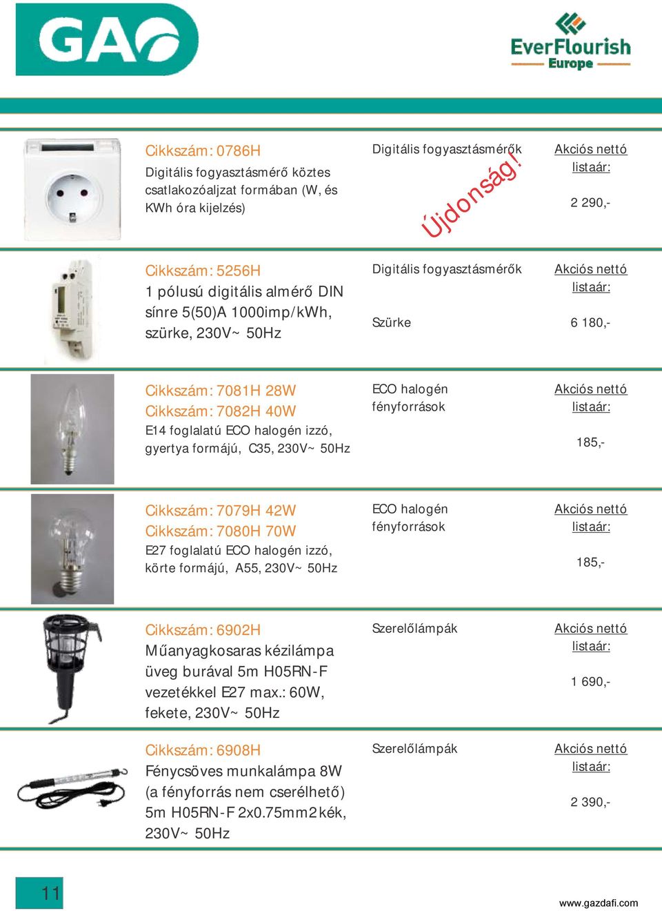 Digitális fogyasztásmérők Szürke 2 290,- Cikkszám: 7081H 28W Cikkszám: 7082H 40W E14 foglalatú ECO halogén izzó, gyertya formájú, C35, 230V~ 50Hz ECO halogén fényforrások Cikkszám: 7079H 42W