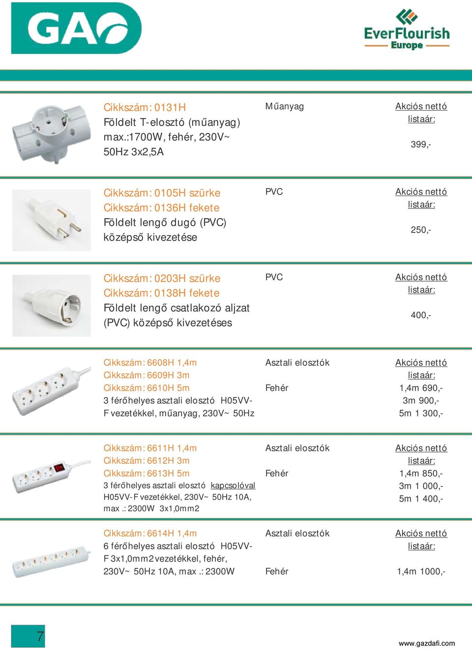 aljzat (PVC) középső kivezetéses PVC 1,4m 1000,- 399,- 250,- 400,- Cikkszám: 6608H 1,4m Cikkszám: 6609H 3m Cikkszám: 6610H 5m 3 férőhelyes asztali elosztó H05VV- F vezetékkel, műanyag, 230V~ 50Hz