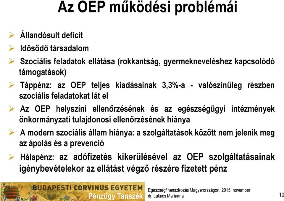 intézmények önkormányzati tulajdonosi ellenőrzésének hiánya A modern szociális állam hiánya: a szolgáltatások között nem jelenik meg az ápolás és a