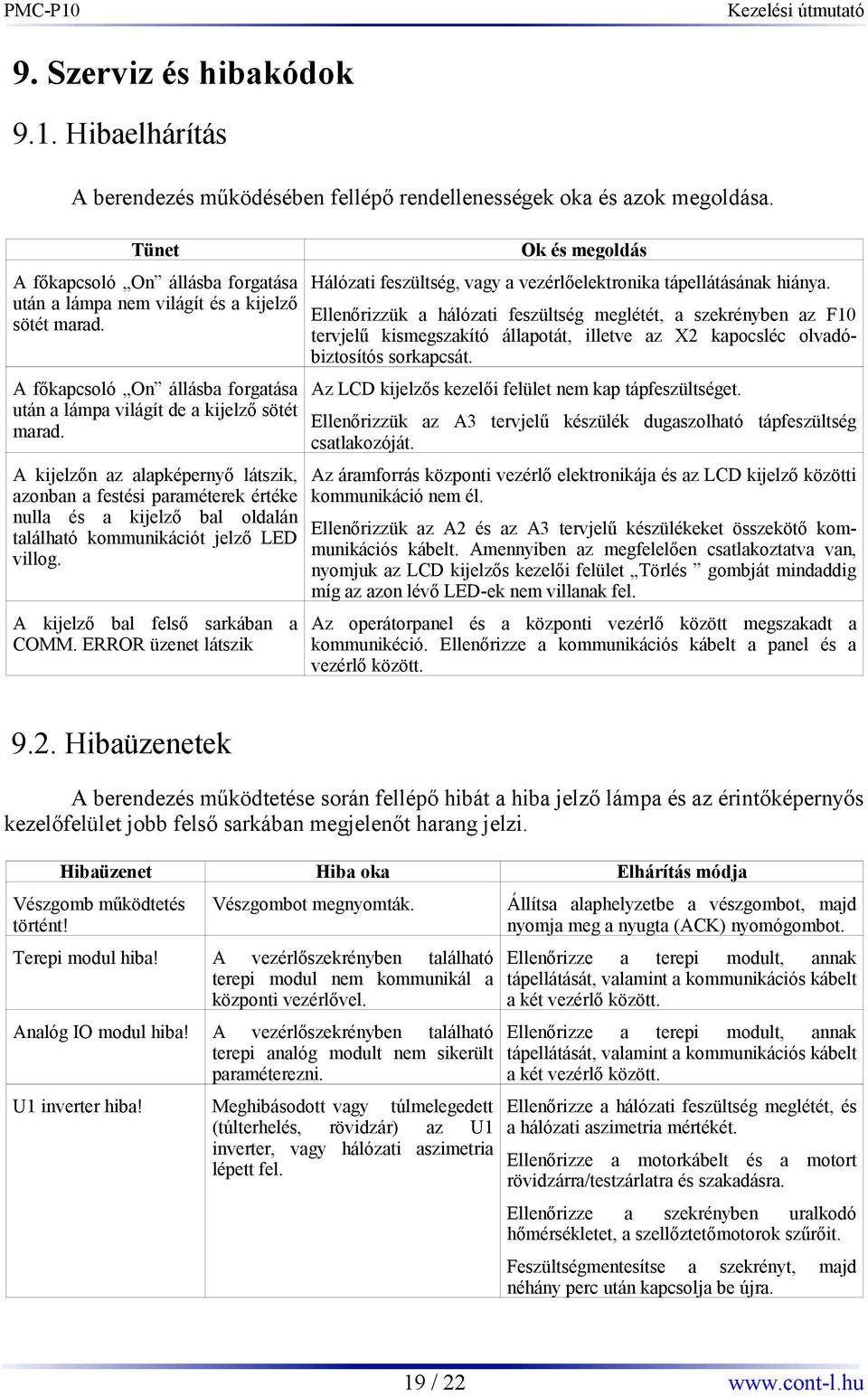 A kijelzőn az alapképernyő látszik, azonban a festési paraméterek értéke nulla és a kijelző bal oldalán található kommunikációt jelző LED villog. A kijelző bal felső sarkában a COMM.