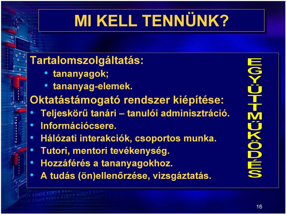 adminisztráció. Információcsere. Hálózati interakciók, csoportos munka.