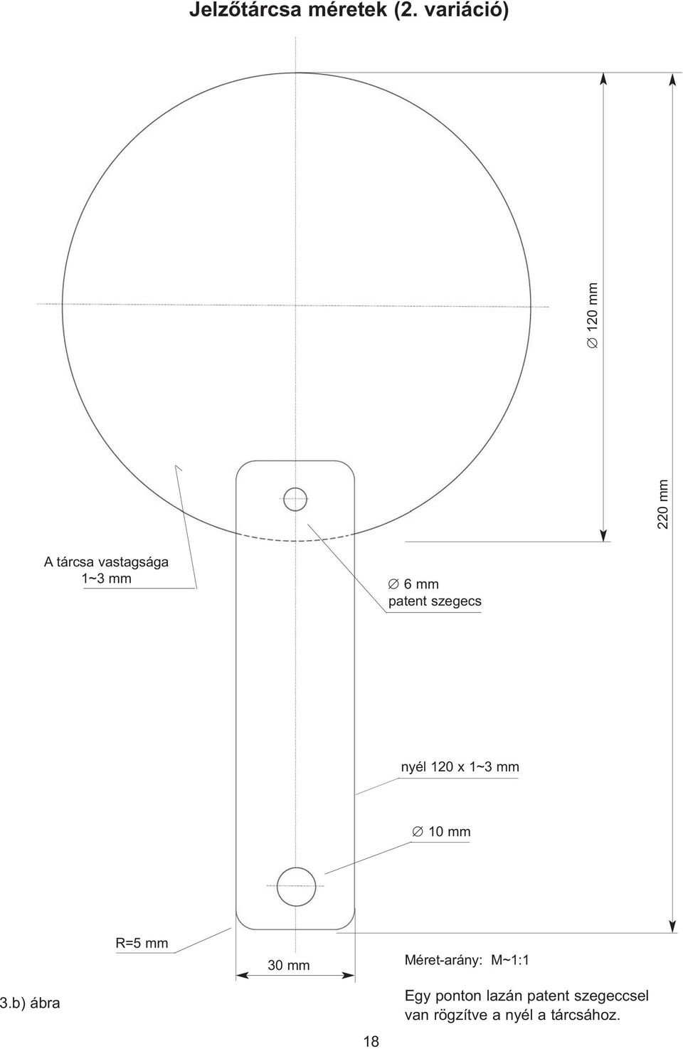 patent szegecs nyél 120 x 1~3 mm 10 mm R=5 mm 30 mm