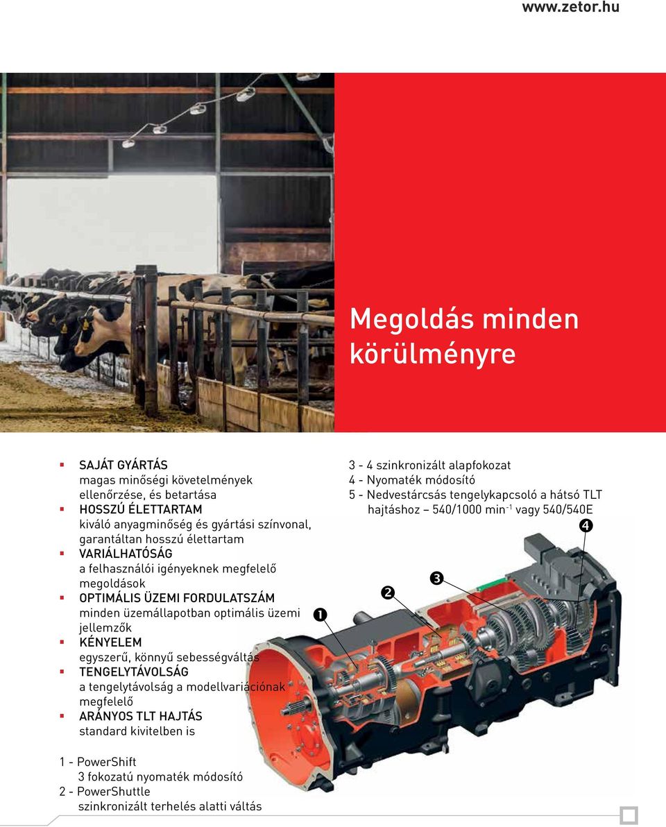 élettartam VARIÁLHATÓSÁG a felhasználói igényeknek megfelelő megoldások OPTIMÁLIS ÜZEMI FORDULATSZÁM minden üzemállapotban optimális üzemi jellemzők KÉNYELEM egyszerű, könnyű