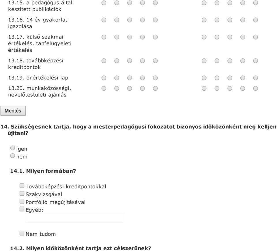 munkaközösségi, nevelőtestületi ajánlás Mentés 14.