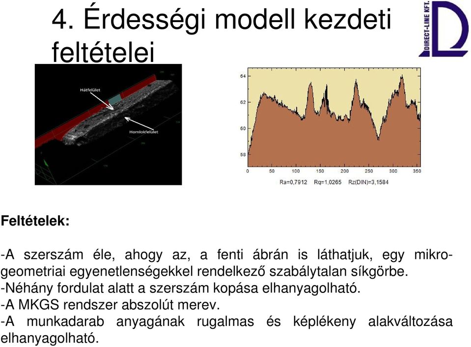 síkgörbe. Néhány fordulat alatt a szerszám kopása elhanyagolható.