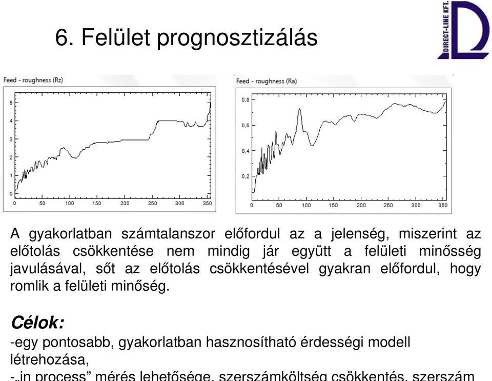 javulásával, sőt az előtolás csökkentésével gyakran előfordul, hogy romlik a