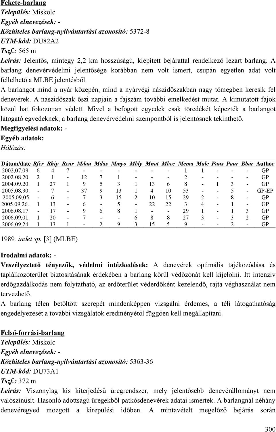 A barlangot mind a nyár közepén, mind a nyárvégi nászidőszakban nagy tömegben keresik fel denevérek. A nászidőszak őszi napjain a fajszám további emelkedést mutat.