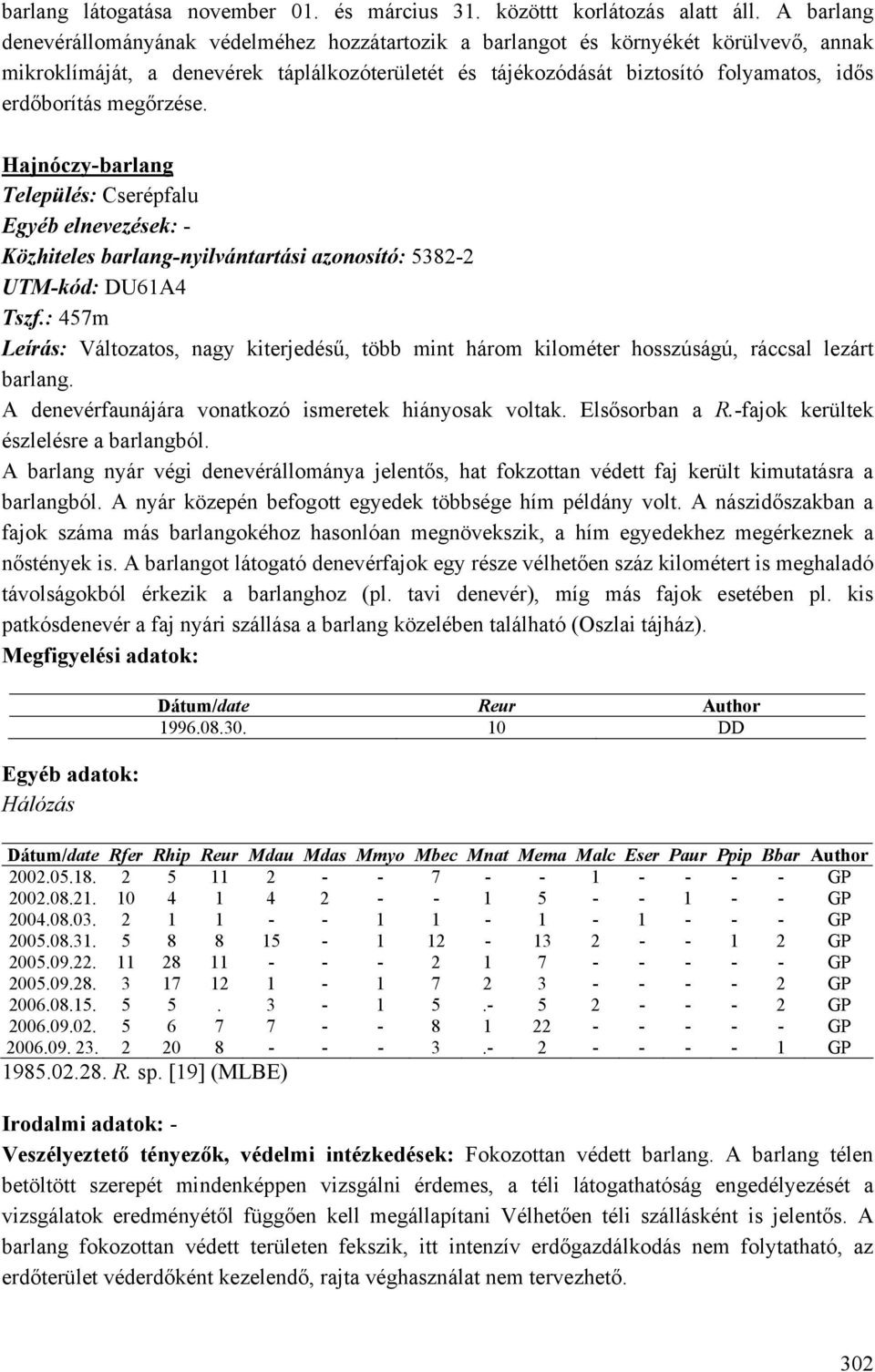 megőrzése. Hajnóczy-barlang Település: Cserépfalu Közhiteles barlang-nyilvántartási azonosító: 5382-2 UTM-kód: DU61A4 Tszf.