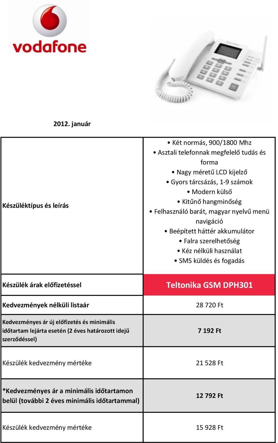 Készülék árak előfizetéssel Kedvezmények nélküli listaár Kedvezményes ár új előfizetés és minimális időtartam lejárta esetén (2 éves határozott idejű