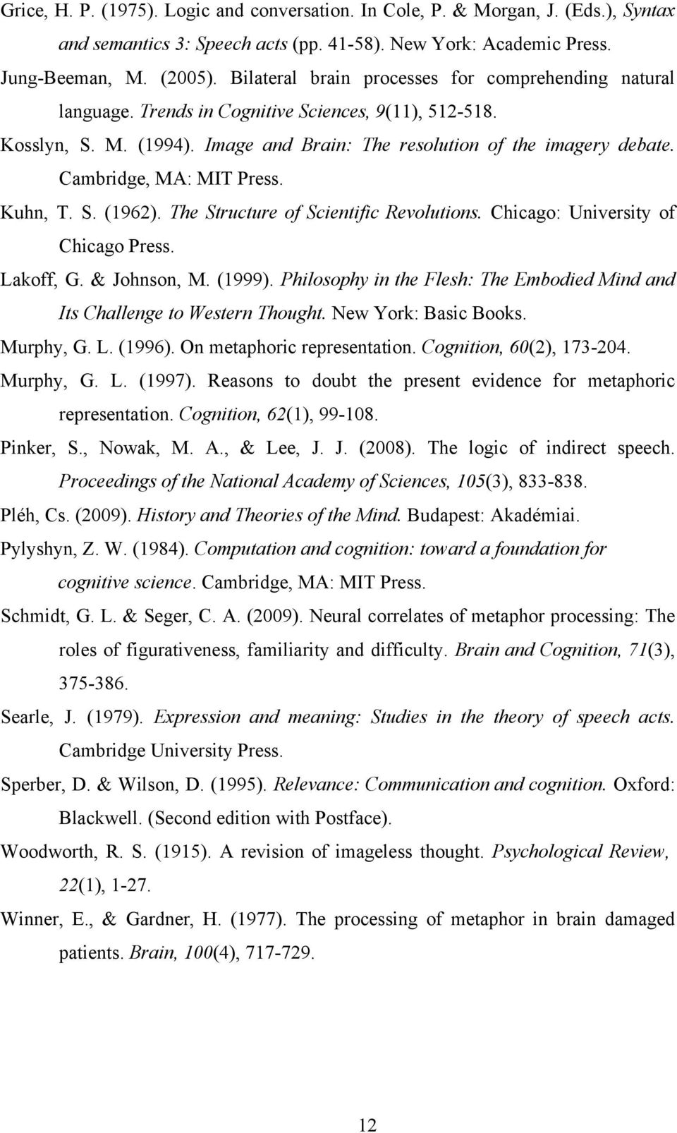 Cambridge, MA: MIT Press. Kuhn, T. S. (1962). The Structure of Scientific Revolutions. Chicago: University of Chicago Press. Lakoff, G. & Johnson, M. (1999).