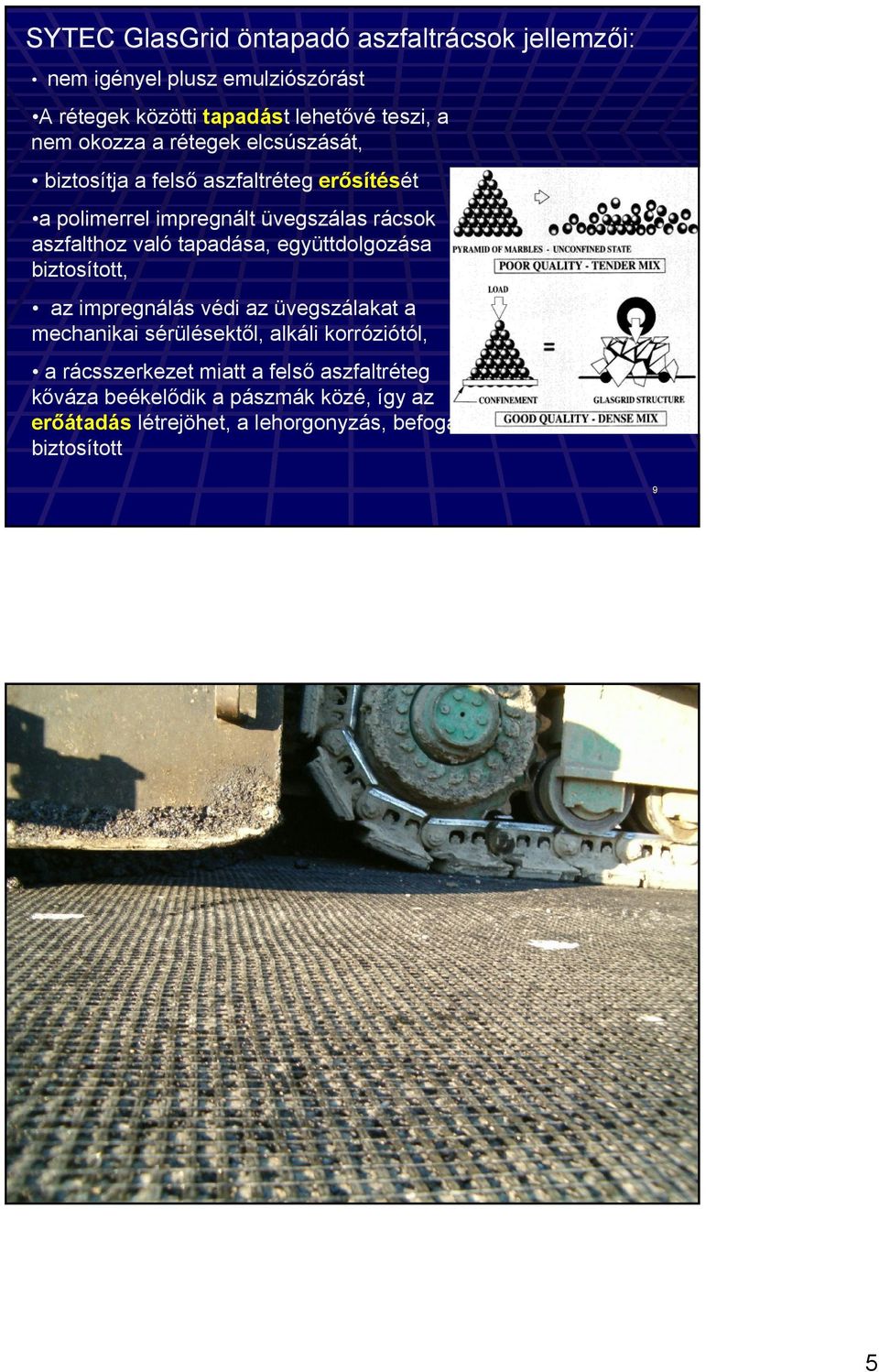 tapadása, együttdolgozása biztosított, az impregnálás védi az üvegszálakat a mechanikai sérülésektől, alkáli korróziótól, a