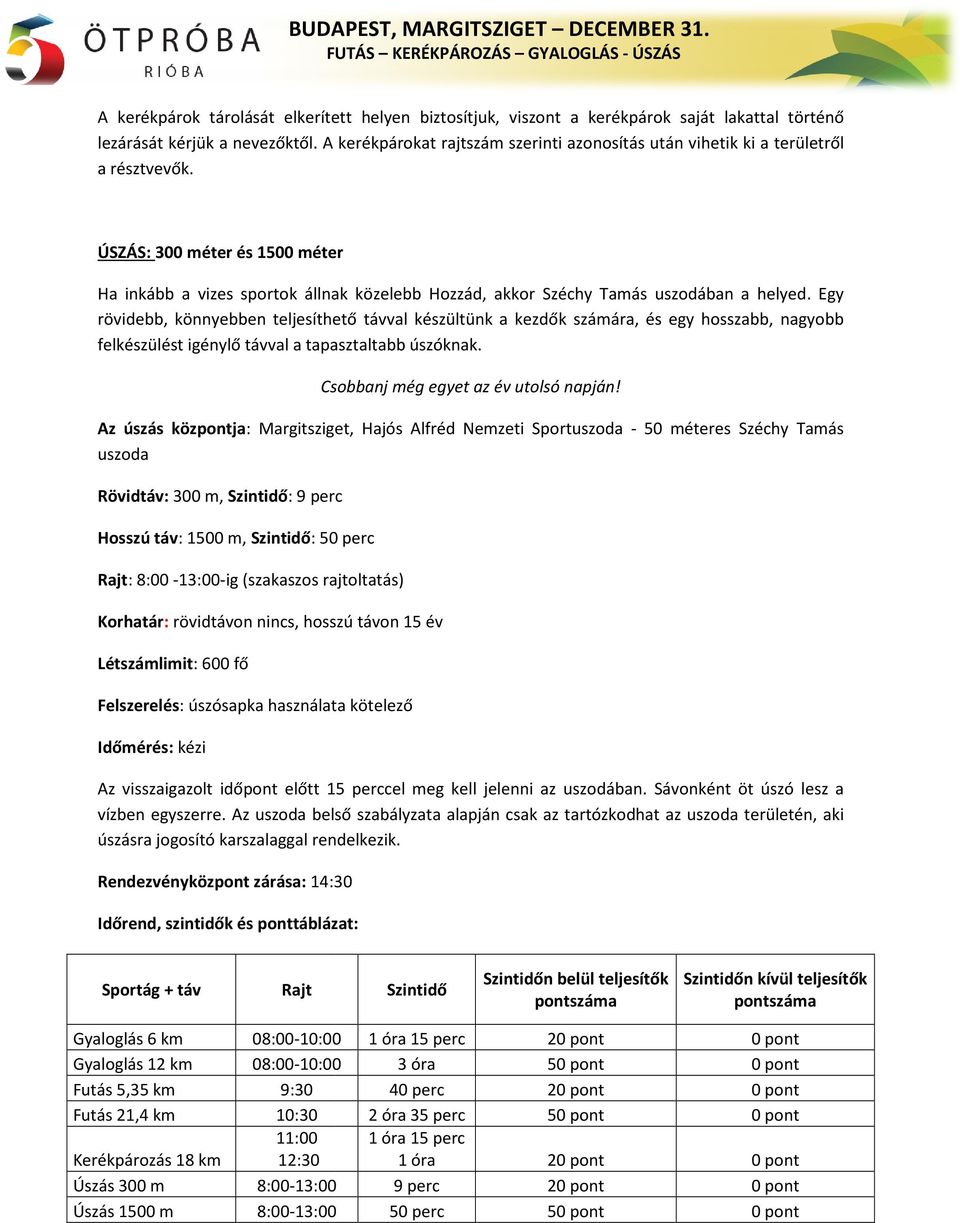 ÚSZÁS: 300 méter és 1500 méter Ha inkább a vizes sportok állnak közelebb Hozzád, akkor Széchy Tamás uszodában a helyed.