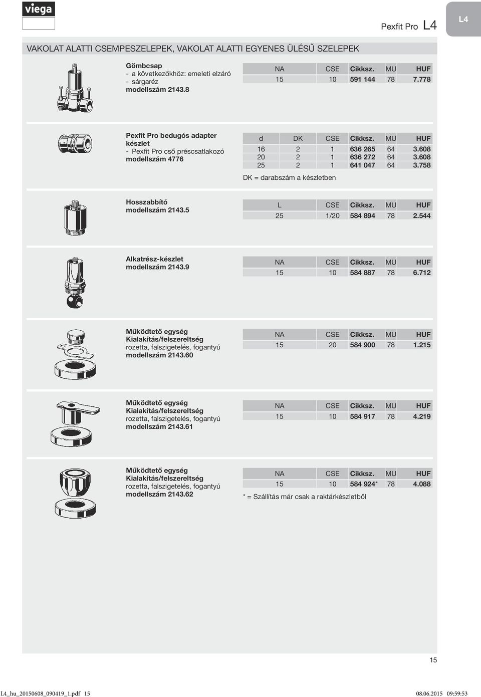 758 DK = darabszám a készletben Hosszabbító modellszám 2143.5 L CSE Cikksz. MU HUF 25 1/20 584 894 78 2.544 Alkatrész-készlet modellszám 2143.9 NA CSE Cikksz. MU HUF 15 10 584 887 78 6.