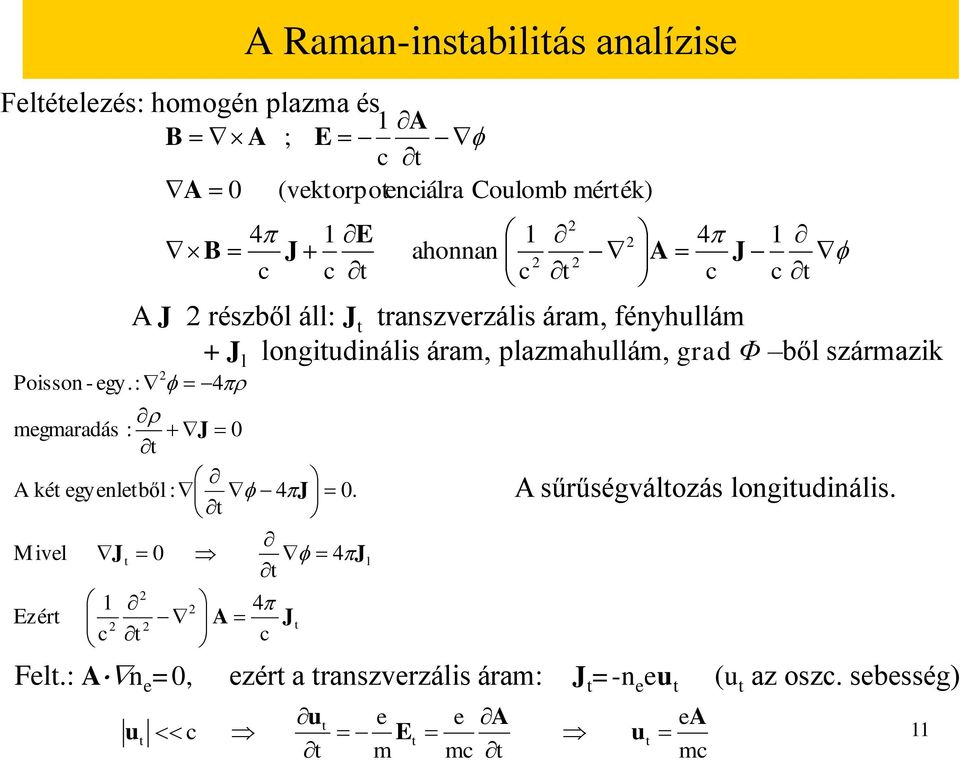 lazmahullám, grad Φ ből származi l c c J J J J J 4 1 Ezér 4 0 Mivl 0.
