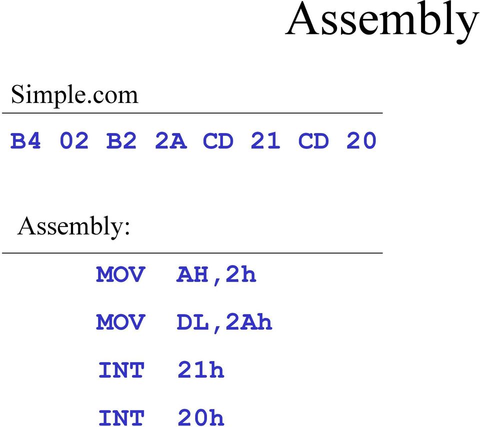 CD 20 Assembly: MOV