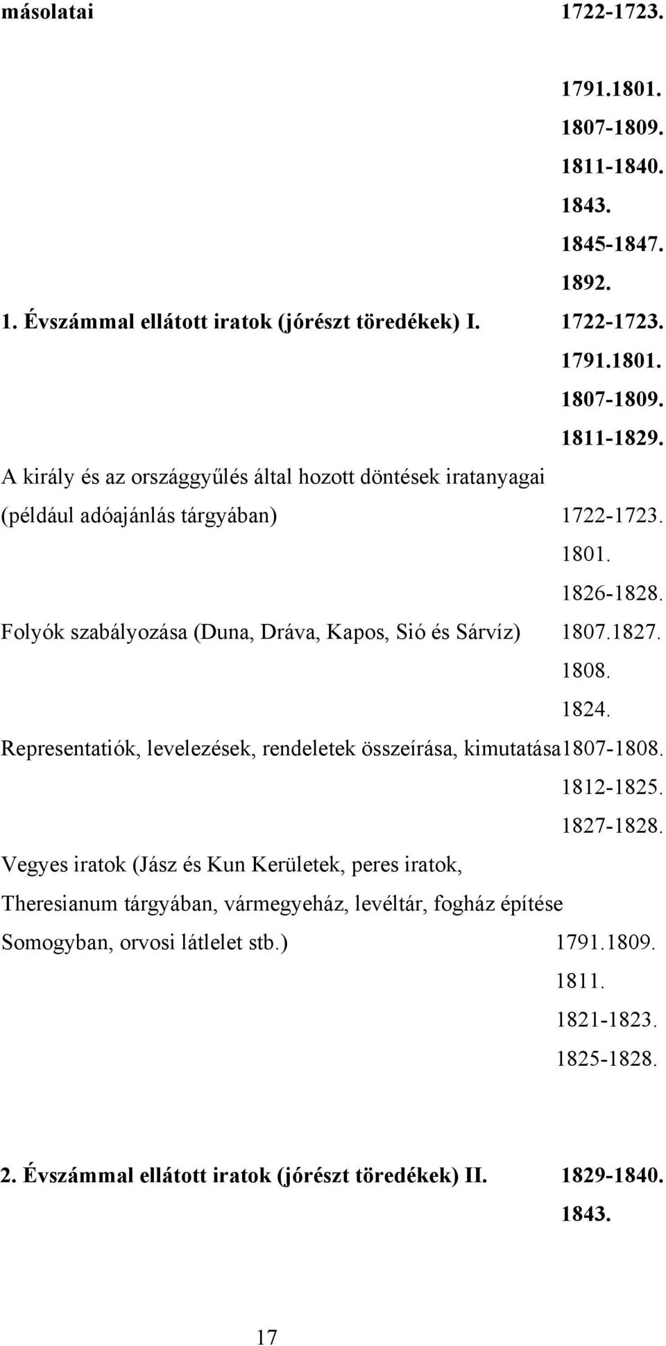 1827. 1808. 1824. Representatiók, levelezések, rendeletek összeírása, kimutatása1807-1808. 1812-1825. 1827-1828.