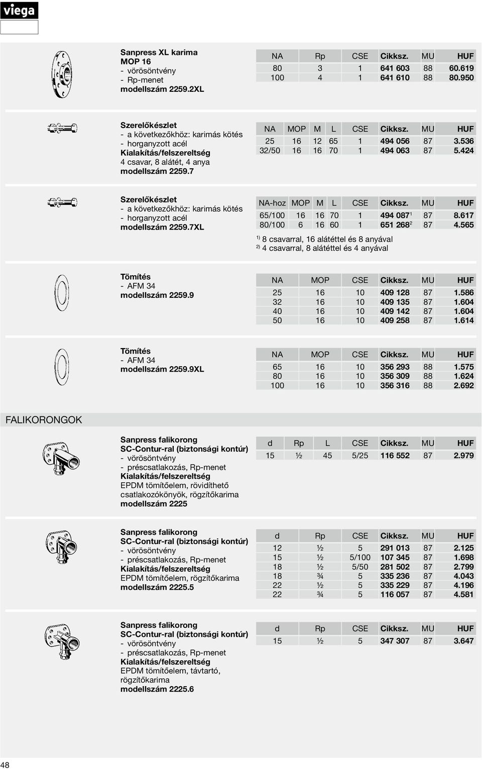 536 32/50 16 16 70 1 494 063 87 5.424 Szerelőkészlet a következőkhöz: karimás kötés horganyzott acél modellszám 2259.7XL NA-hoz MOP M L CSE Cikksz. MU HUF 65/100 16 16 70 1 494 087 1 87 8.