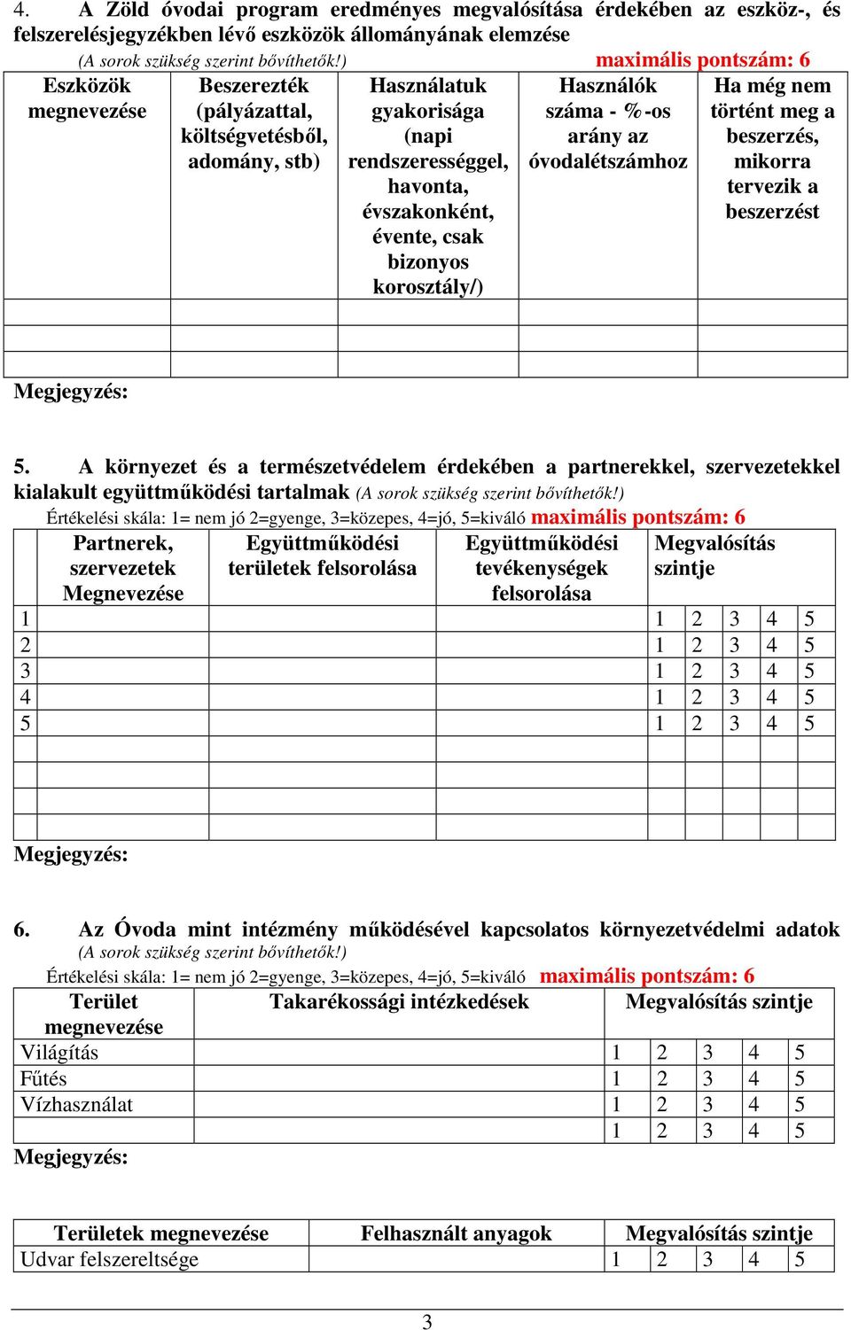 korosztály/) Használók száma - %-os arány az óvodalétszámhoz Ha még nem történt meg a beszerzés, mikorra tervezik a beszerzést 5.