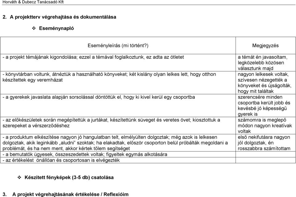 használható könyveket; két kislány olyan lelkes lett, hogy otthon készítettek egy veremházat nagyon lelkesek voltak, szívesen nézegették a könyveket és újságolták, hogy mit találtak - a gyerekek