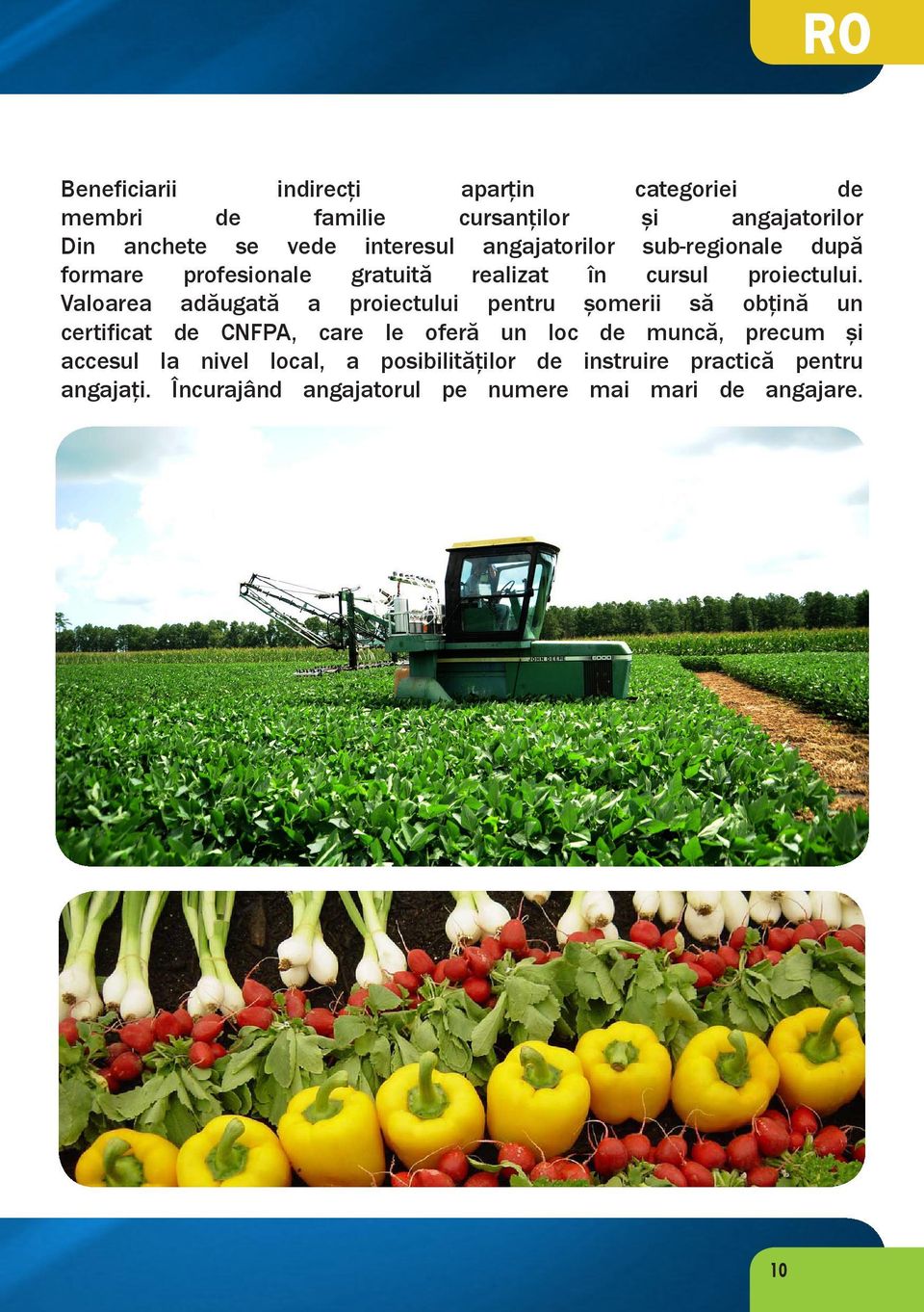 Valoarea adăugată a proiectului pentru șomerii să obțină un certificat de CNFPA, care le oferă un loc de muncă, precum