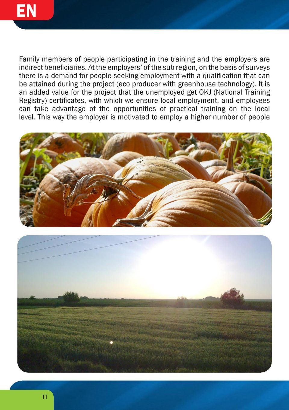 the project (eco producer with greenhouse technology).