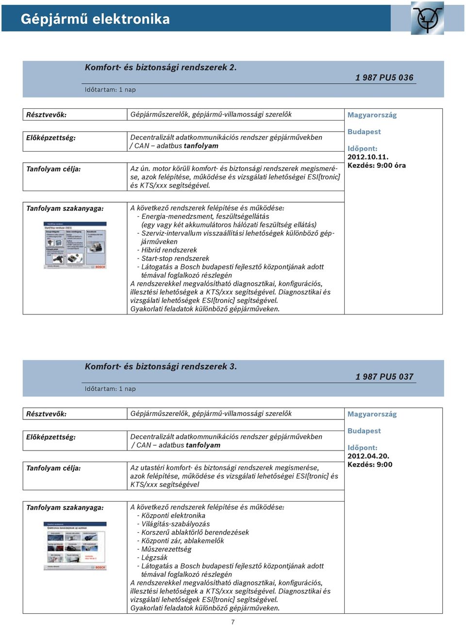 motor körüli komfort- és biztonsági rendszerek megismerése, azok felépítése, működése és vizsgálati lehetőségei ESI[tronic] és KTS/xxx segítségével. 2012.10.11.