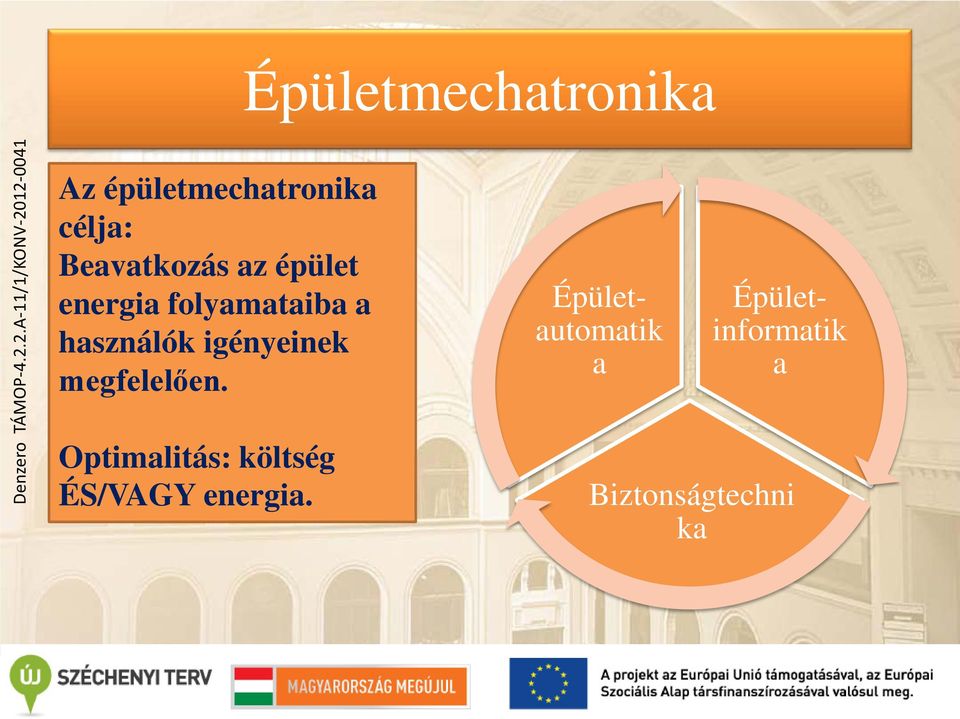 az épület energia folyamataiba a használók igényeinek megfelelően.