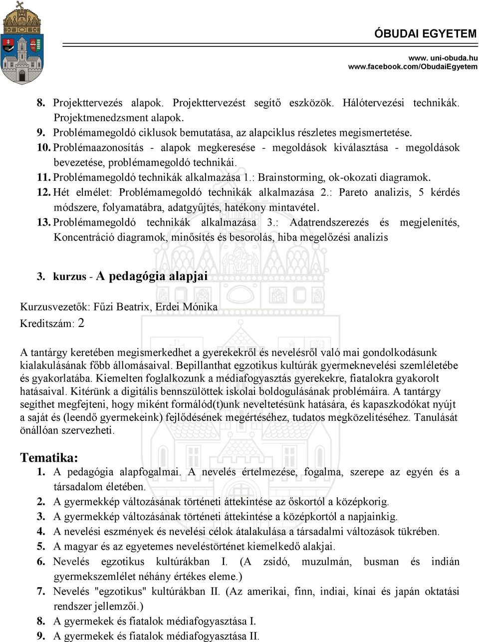 12. Hét elmélet: Problémamegoldó technikák alkalmazása 2.: Pareto analizis, 5 kérdés módszere, folyamatábra, adatgyűjtés, hatékony mintavétel. 13. Problémamegoldó technikák alkalmazása 3.