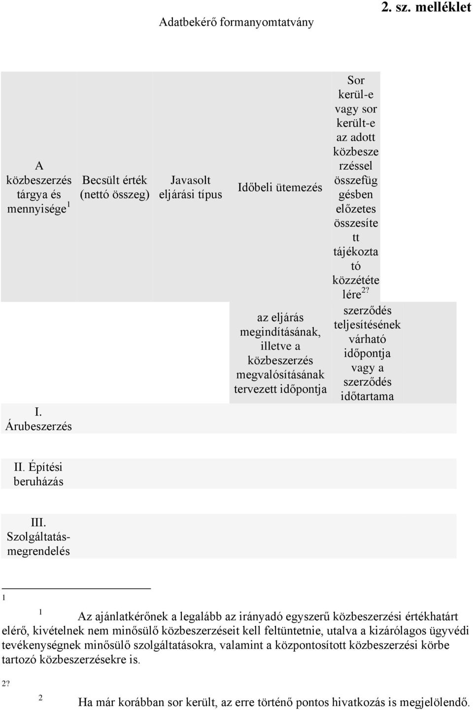 az adott közbesze rzéssel összefüg gésben előzetes összesíte tt tájékozta tó közzététe lére 2? szerződés teljesítésének várható időpontja vagy a szerződés időtartama II. Építési beruházás III.