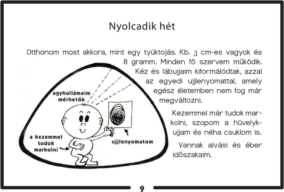 Kéz és lábujjaim kiformálódtak, azzal az egyedi ujjlenyomattal, amely egész