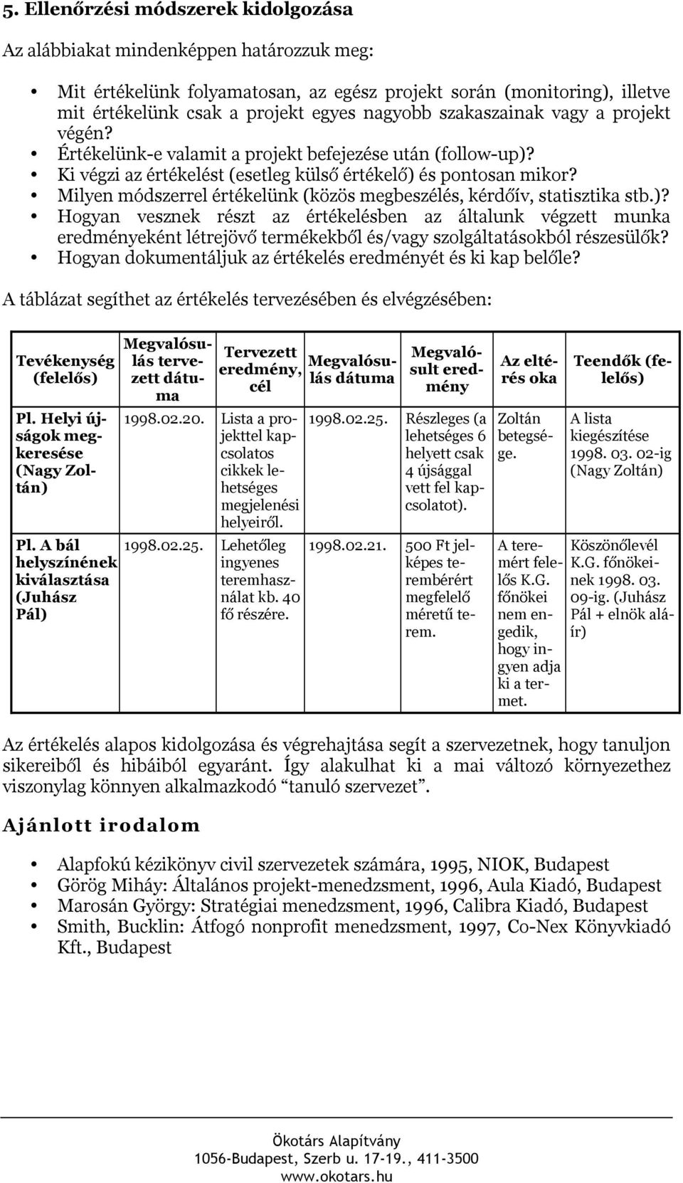 Milyen módszerrel értékelünk (közös megbeszélés, kérdőív, statisztika stb.)?