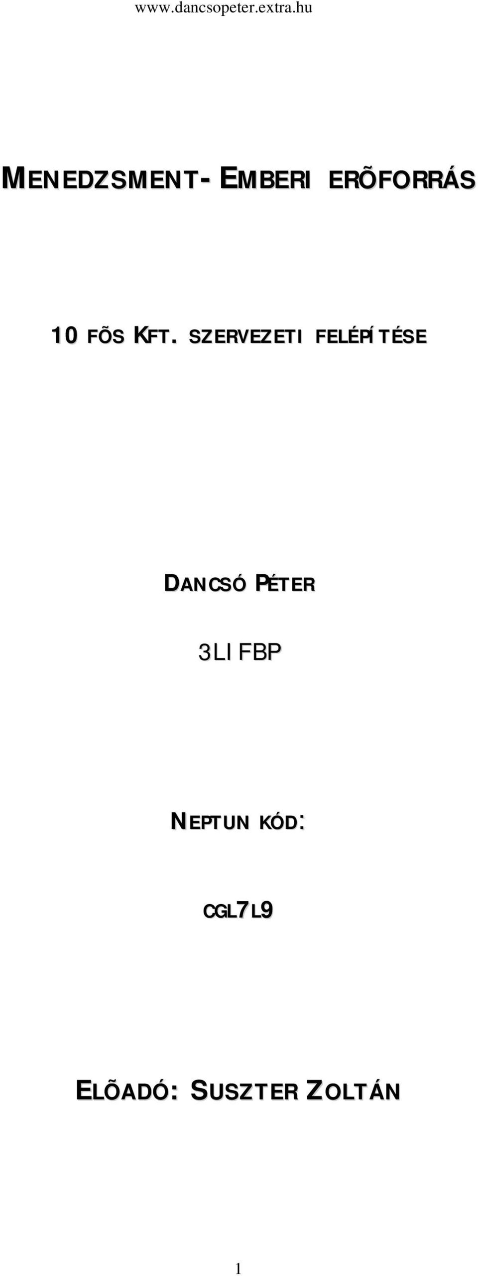 SZERVEZETI FELÉPÍ TÉSE DANCSÓ